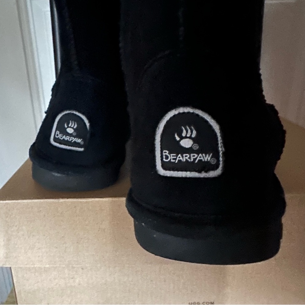 BearPaw Black Emma Short Suede Boots 608 W - Picture 6 of 10